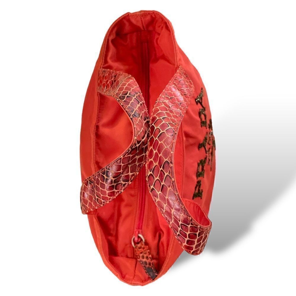 PRADA Tote with Python Handles and Beaded Front Logo - Picture 7 of 14